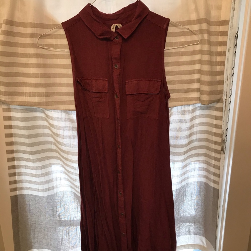 Mudd Maroon Button-up Dress